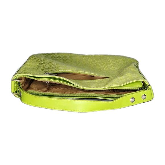 Bijoux Terner Tote Bag Green Canvas Geometrical Print Removable Shoulder Straps - Picture 6 of 11